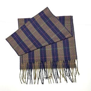 Vintage Lord & Taylor Wool (?) Striped Scarf Taupe Blue Men’s Women’s